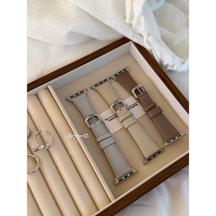 COSYACC 适用iwatch8910代se荔枝纹真皮柔软气质通勤苹果手表带