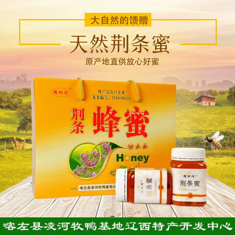 东北朝阳特产荆条蜜500gX2瓶槐树洞荆条花蜂蜜礼盒厂家包邮