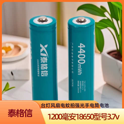 泰格信强光手电筒充电锂电池3.7v台灯小风扇电蚊拍锂电池18650