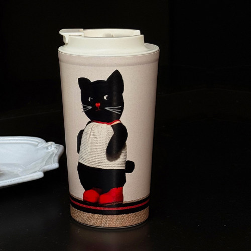 暖手补丁红苹果猫不锈钢保温杯