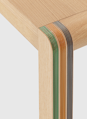 sort中国间则Wafer海洋板三色条纹餐桌原木色书桌办公桌现代简约