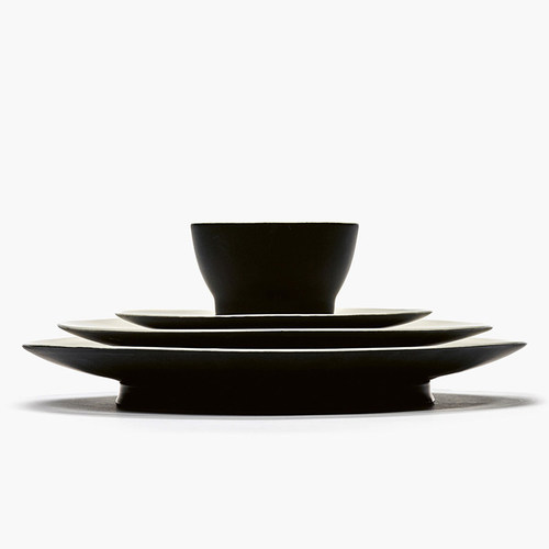 SERAX哑光黑陶瓷餐盘碗咖啡杯