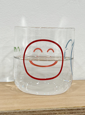 sort中国UNPASSE笑脸杯耐热高硼硅玻璃杯创意透明水杯可爱乖杯子