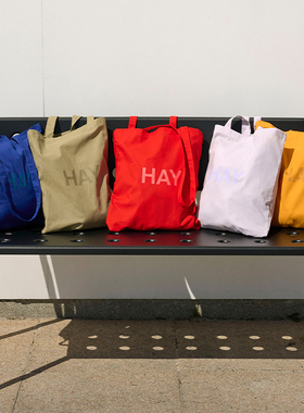 sort丹麦HAY TOTE BAG新款糖果色环保袋薄款纯色棉布袋单肩购物袋