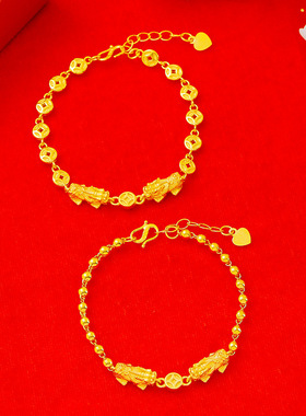 新款越南沙金女双貔貅佛珠手链沙金首饰时尚网红个性款时尚潮流