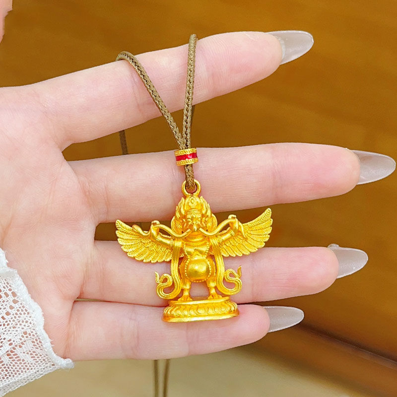 古法黄金色大鹏金翅鸟吊坠项链女大鹏展翅毛衣链复古轻奢高级送礼