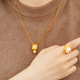 四叶草仿黄金沙金吊坠锁骨链 女 韩版 东大门古法仿珍珠戒指套装
