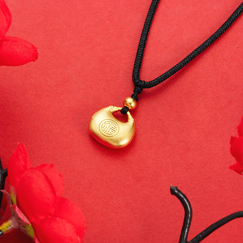 沙金项链饰品女胖福锁包项饰久不掉色复古铜合金仿真黄金毛衣链子