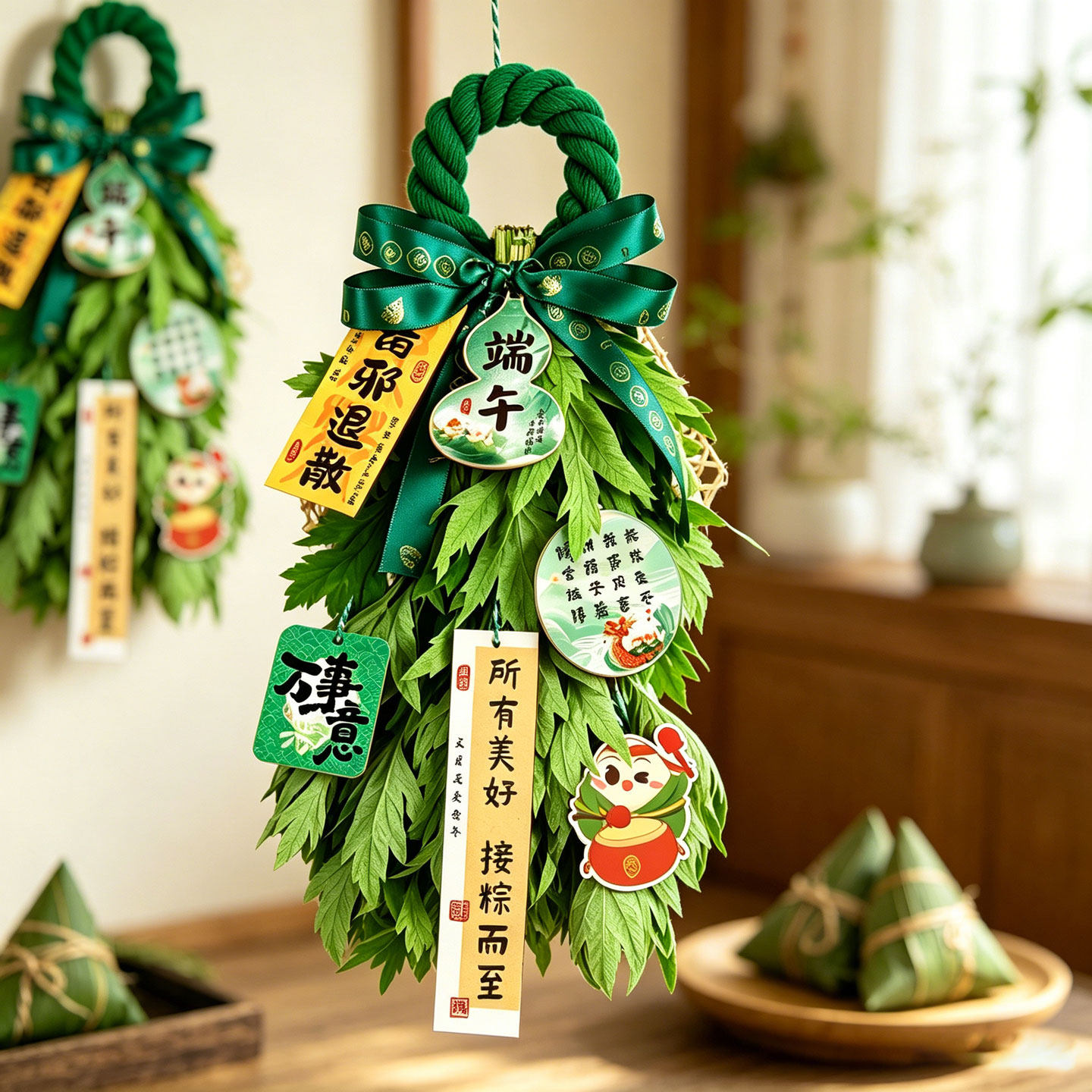 端午节挂件艾草门挂手工diy艾叶香囊花束材料包门口氛围布置装饰