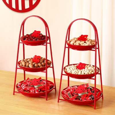 乔迁之喜果盘搬家入宅仪式用品新房新居布置装饰手提红色糖果盘子