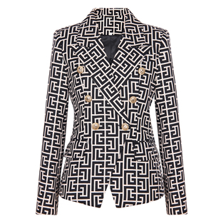 2025年春秋新款高品质女外套欧美时尚万字纹西装名媛气质女款上衣