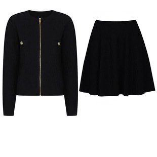 连衣裙套装 25270高品质春秋新款 短袖 针织上衣外套 网红流行长袖