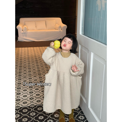 女童冬季夹棉连衣裙加厚