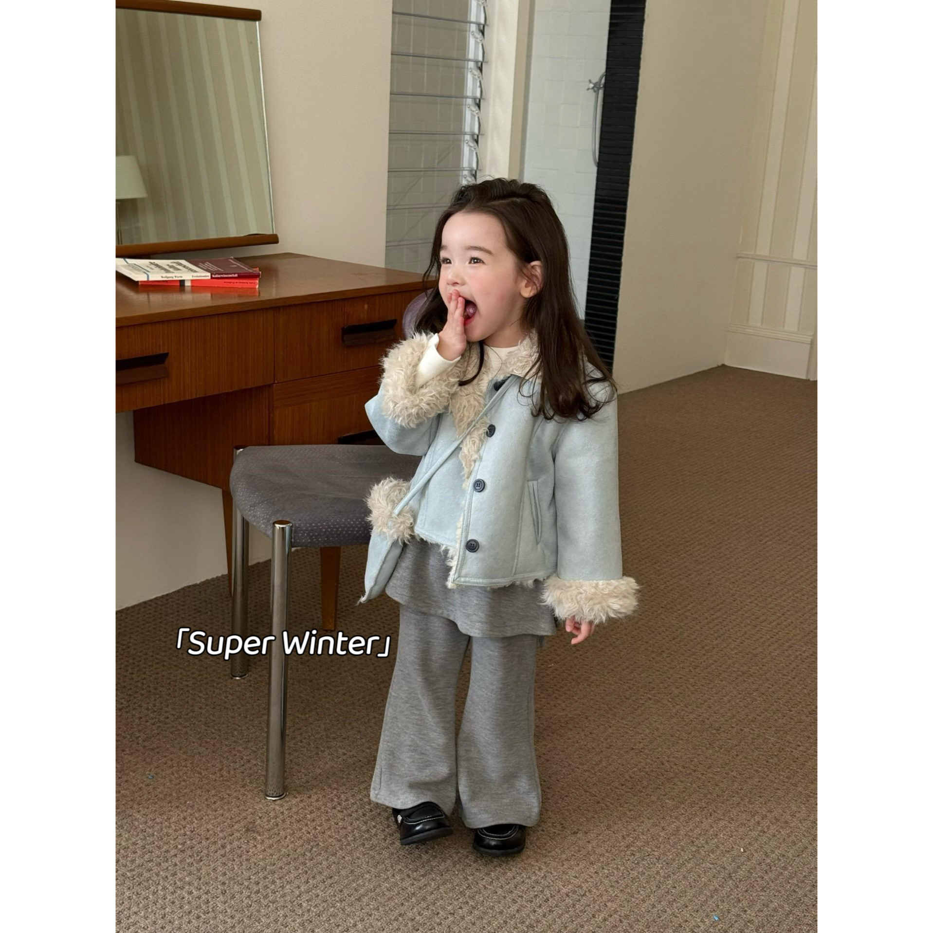 女童冬季气质皮毛一体加厚外套