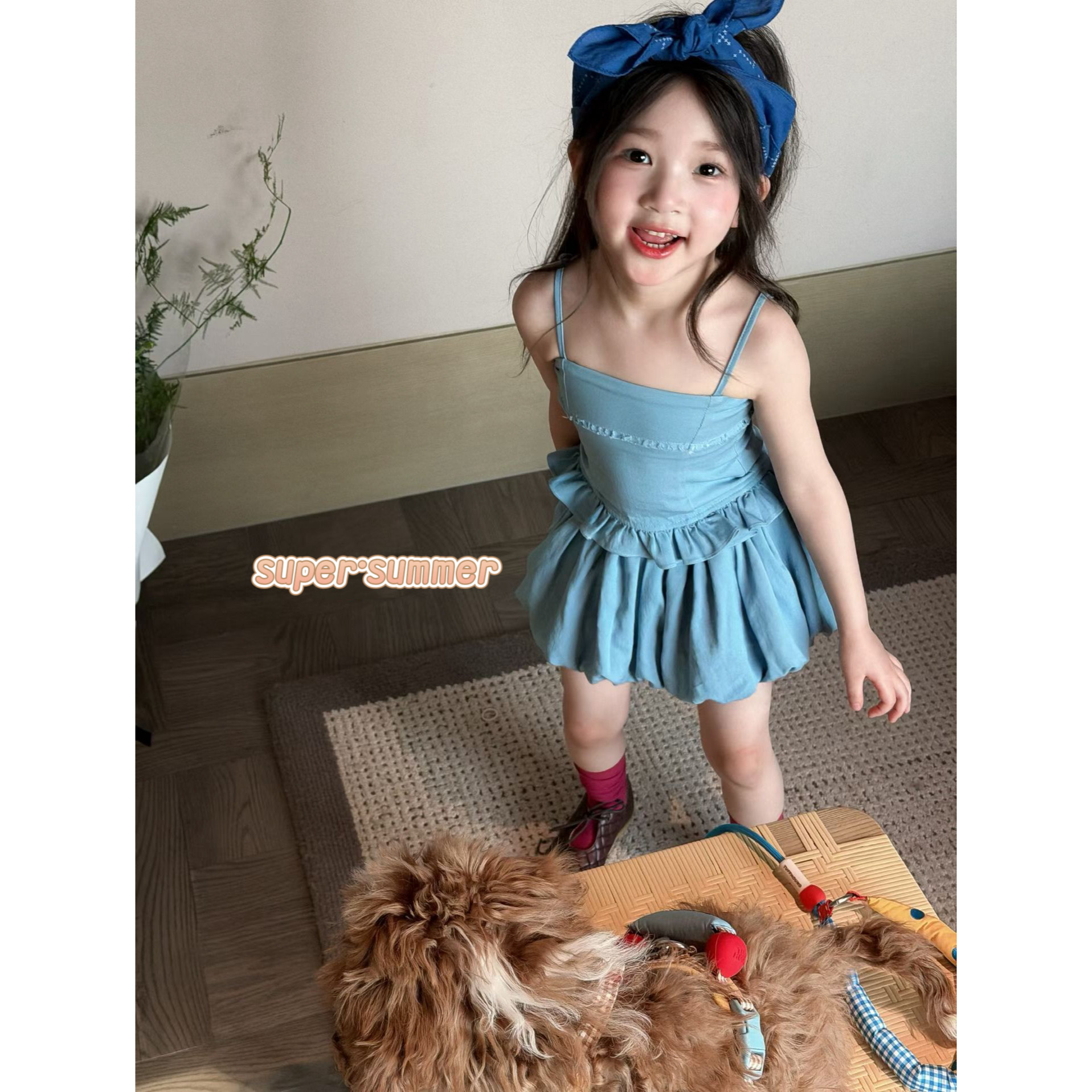 女童26夏季花边吊带套装