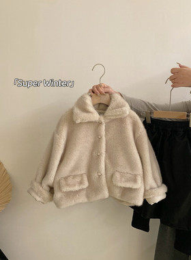 女童冬季韩版毛毛加厚外套