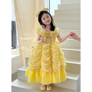 女童夏季新款韩版气质淑女蓬蓬连衣裙宝宝晚宴礼服公主裙爱莎裙子