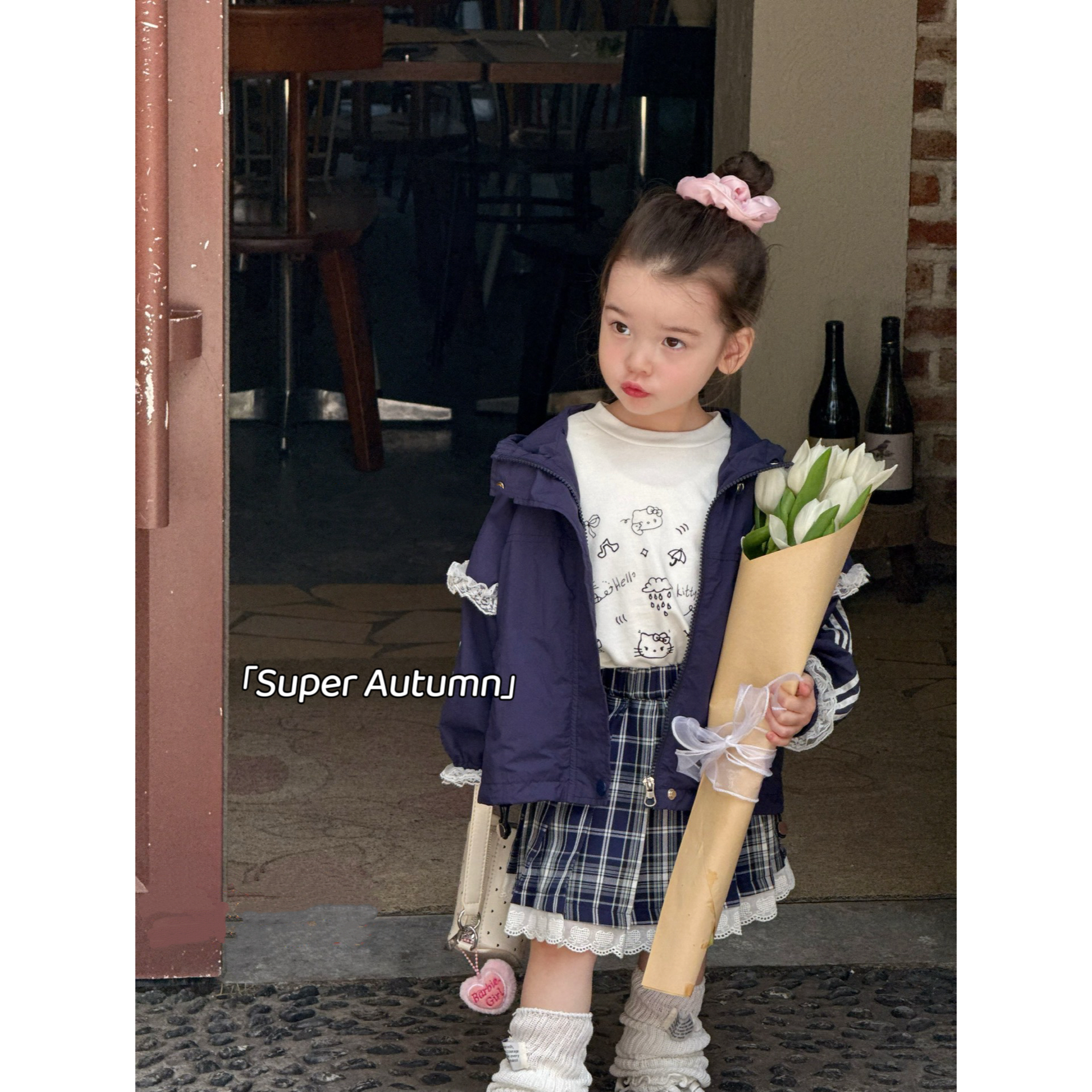 女童秋季韩版蝴蝶结刺绣外套