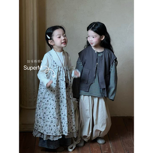 女童春季新款韩版洋气碎花吊带长裙中小童清新春天休闲连衣裙公主