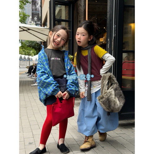 女童26秋季美式贴布格子外套