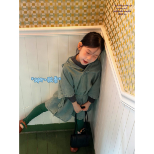 女童26秋季新款韩版时尚中袖牛仔连衣裙薄款百搭裙子韩系穿搭上衣