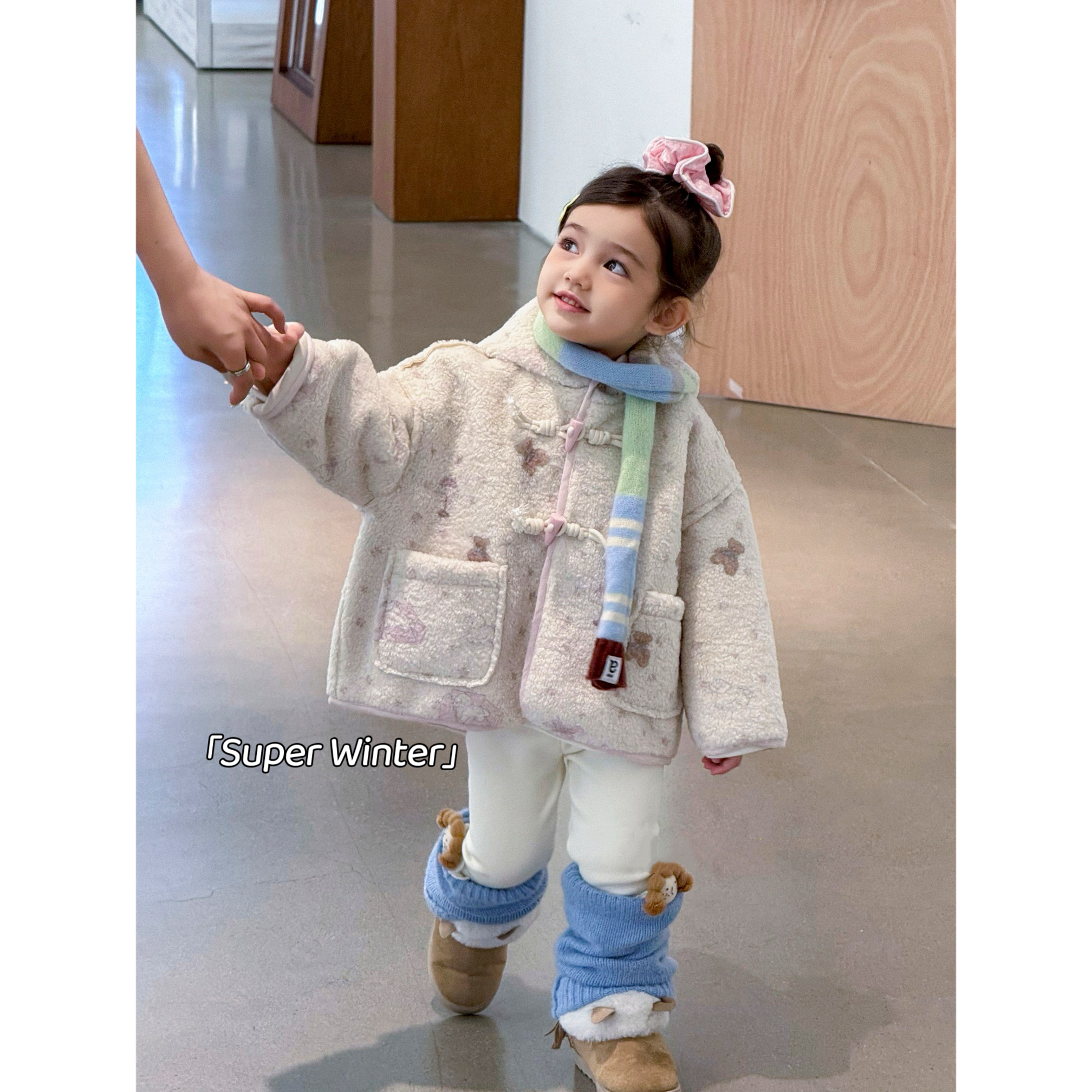 女童冬季韩版加厚连帽外套