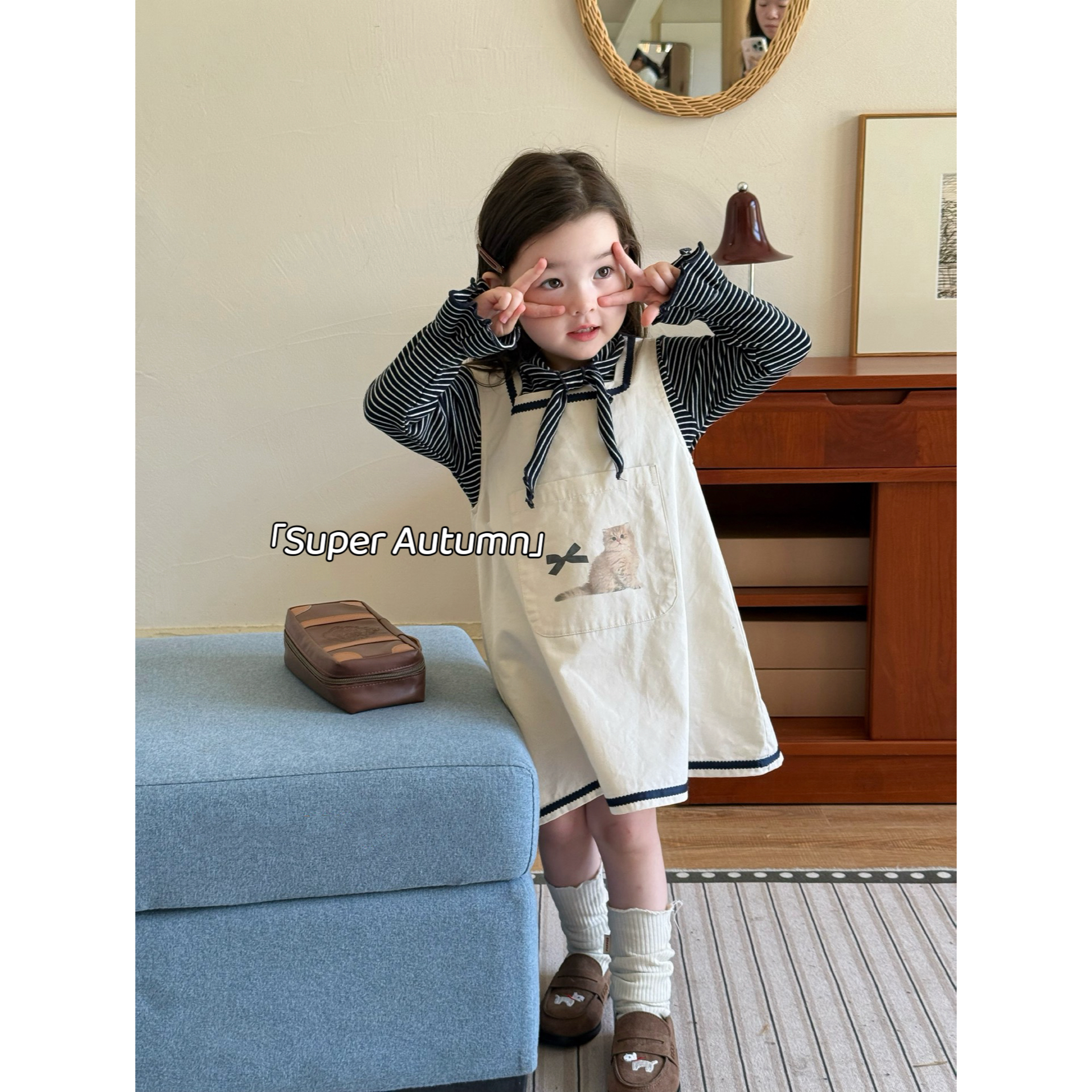 女童秋季韩版印花连衣裙套装