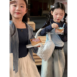 简约格子衬衫 韩版 外套百搭姐妹装 网红爆款 上衣 女童26春季 套装 新款