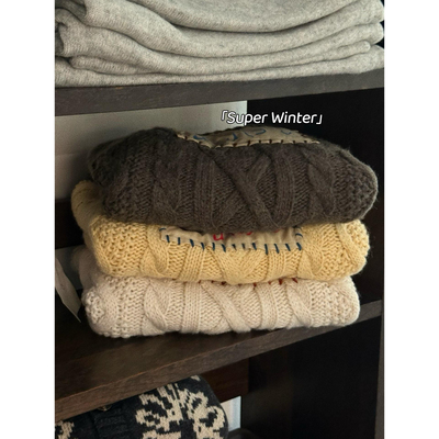 女童冬季麻花纹加厚毛衣