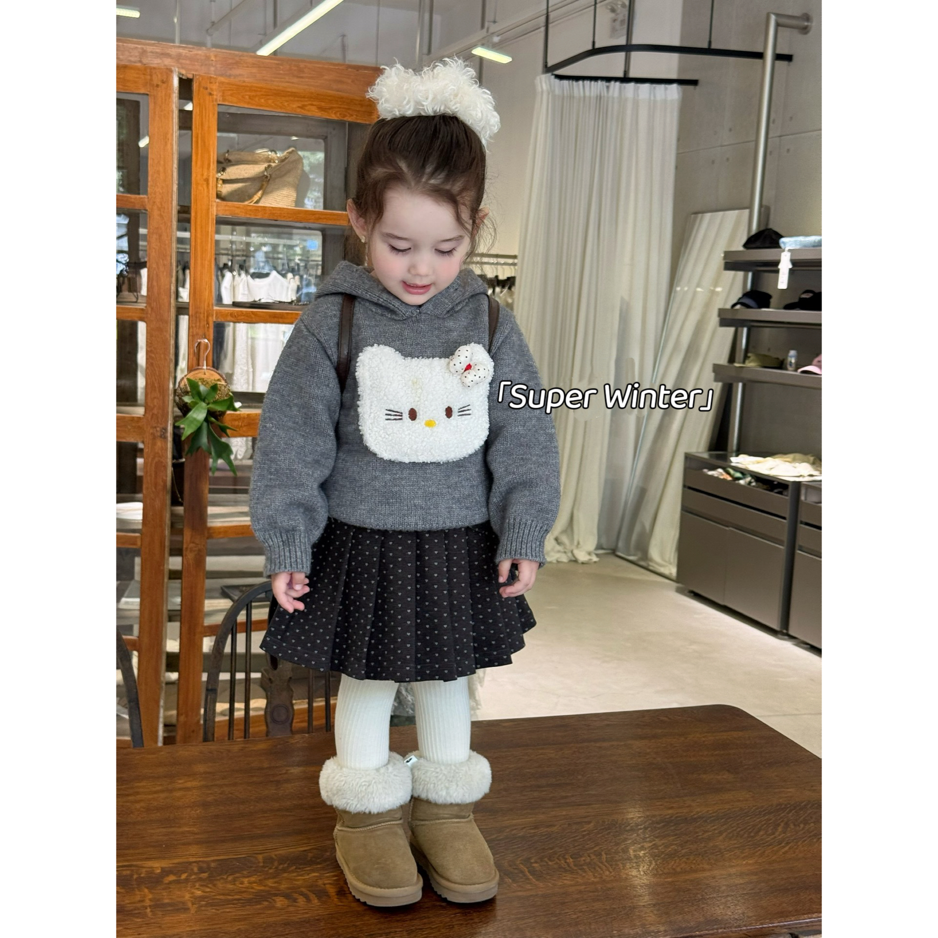 女童冬季韩版卡通猫咪加厚毛衣