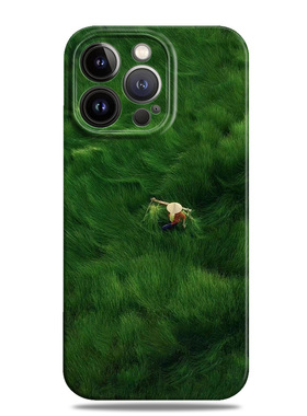 绿色草原清新适用苹果16promax手机壳15文艺12小米14华为mate60菲林p70荣耀200高级感nova13一加oppo全包vivo