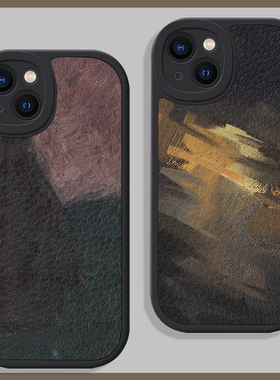 抽象复古艺术1716适用15苹果14promax手机壳13小米12华为p70高级感P60潮vivo羊皮oppo小众设计P60情侣荣耀400