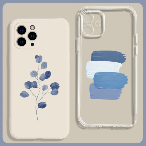 蓝色叶子ins复古冷淡风手机壳