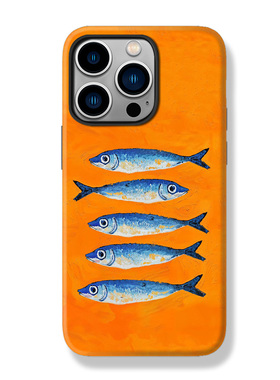 年年有余橙色复古鱼群艺术适用苹果17手机壳16promax15小米17华为nova14菲林pura80磁吸mate70一加oppo潮vivo