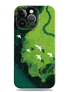 春回大地绿色清新原野飞鸟适用苹果17手机壳16promax15小米17华为nova14菲林p80磁吸mate70一加oppo全包vivo