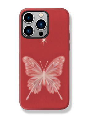 小众复古红色蝴蝶适用苹果17手机壳16promax15小米13华为nova14菲林pu80荣耀400磁吸mate70一加oppo文艺vivo