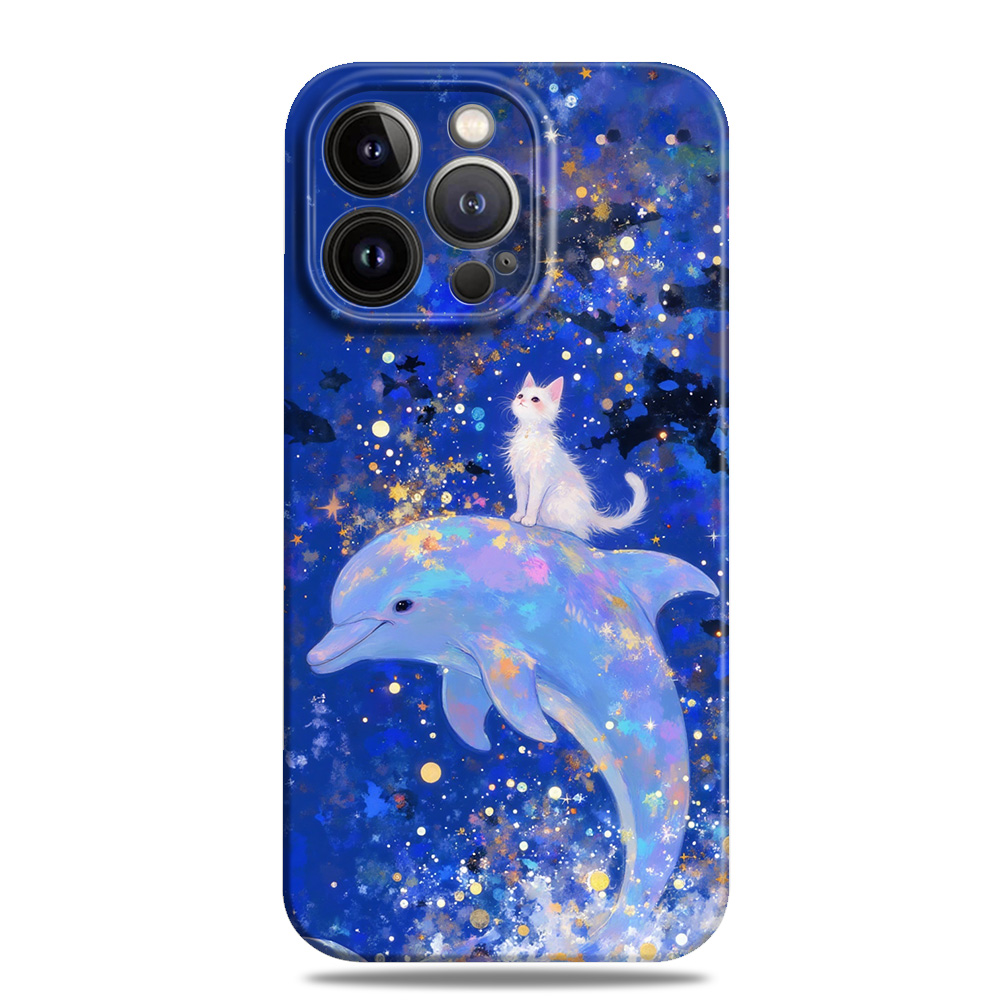 海豚小白猫唯美梦幻手机壳全包软