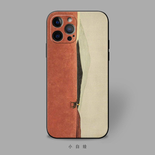 11promax手机壳ins复古插画意象硅胶 678pluse 适用苹果12mini