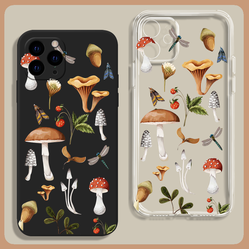 森林植物小众设计蘑菇手机壳复古
