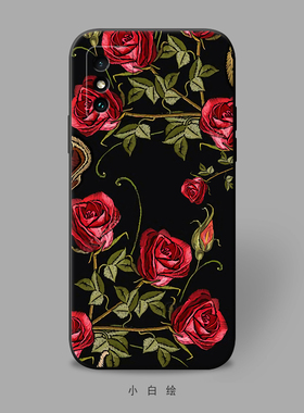 复古红色玫瑰适用华为P50pro+手机壳P40/30小众高级感P20/10plus