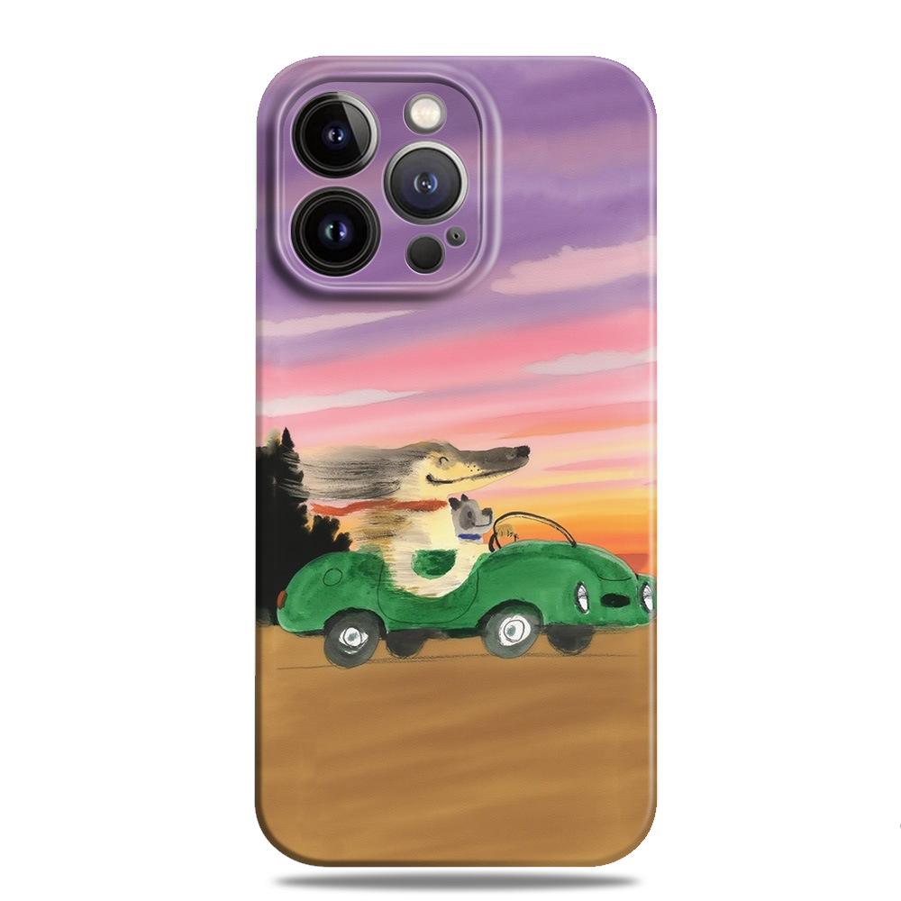 驾车狗狗萌趣可爱卡通插画手机壳