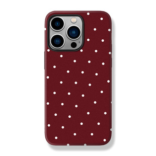 酒红波点ins风复古iphone16手机壳适用苹果15小米14华为P70双层mate60荣耀100菲林opporeno11防摔vivox90磨砂