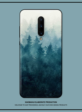 适用一加七五六5t/oneplus6t/1+78pro手机壳意境蓝色森林男款全包