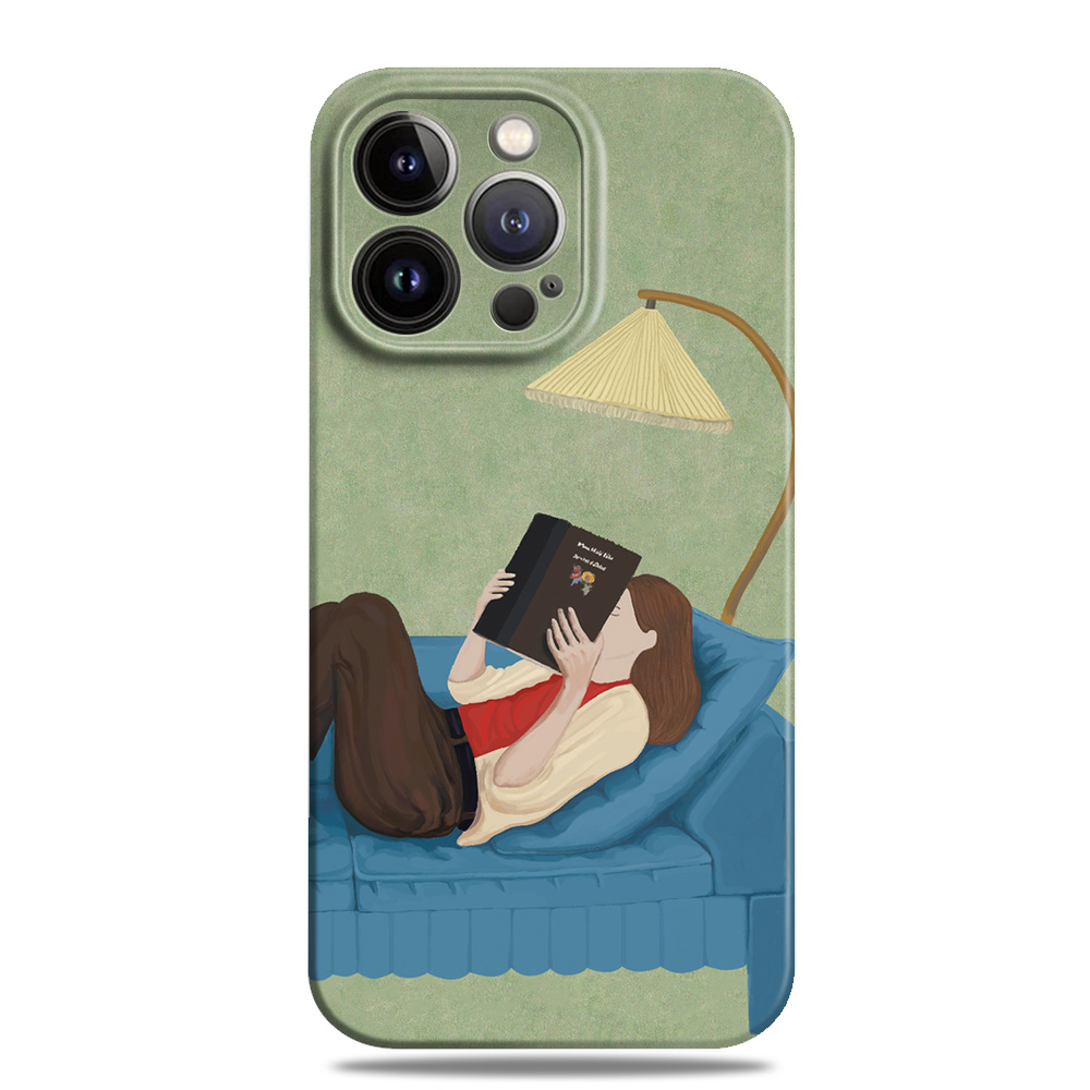 看书少女慵懒时光全包手机壳菲林