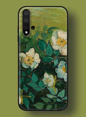 适用华为nova876se/2s/3/4e/5i/5z/7pro手机壳绿色油画花朵复古软