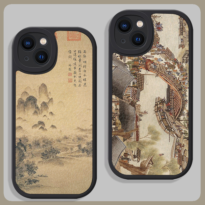 中国风艺术小众适用苹果14手机壳13红米K50华为mate30全包vivoS9