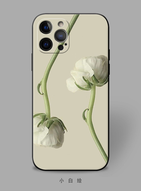 适用iphone11mini/xr/678pluse苹果12promax手机壳冷淡风淡雅花朵