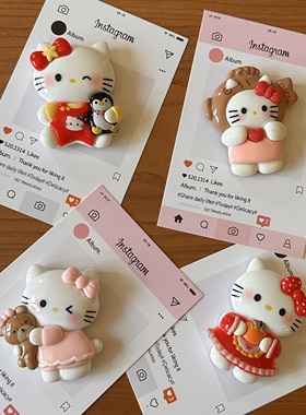 甜度满分|可爱红色系kt猫创意冰箱贴装饰磁吸铁皮柜留言贴吸铁石