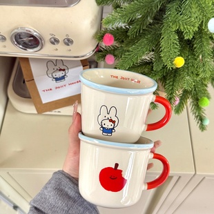 苹果可爱马克杯女生家用高颜值陶瓷早餐杯办公室宿舍咖啡杯礼盒装
