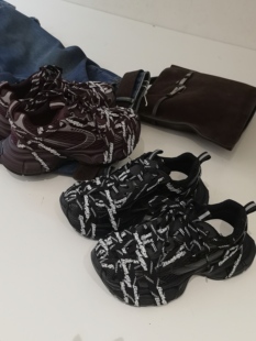 底字母绑带运动鞋 女做旧爆款 3382 厚底增高百搭老爹鞋 欧洲站新款